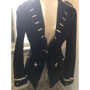 Bebe black velvet military style blazer size 2